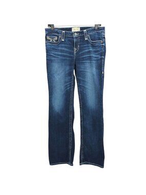 Big Star Maddie Bootcut Jeans Size 28 R Blue Denim Low Rise Distressed Y2K Style
